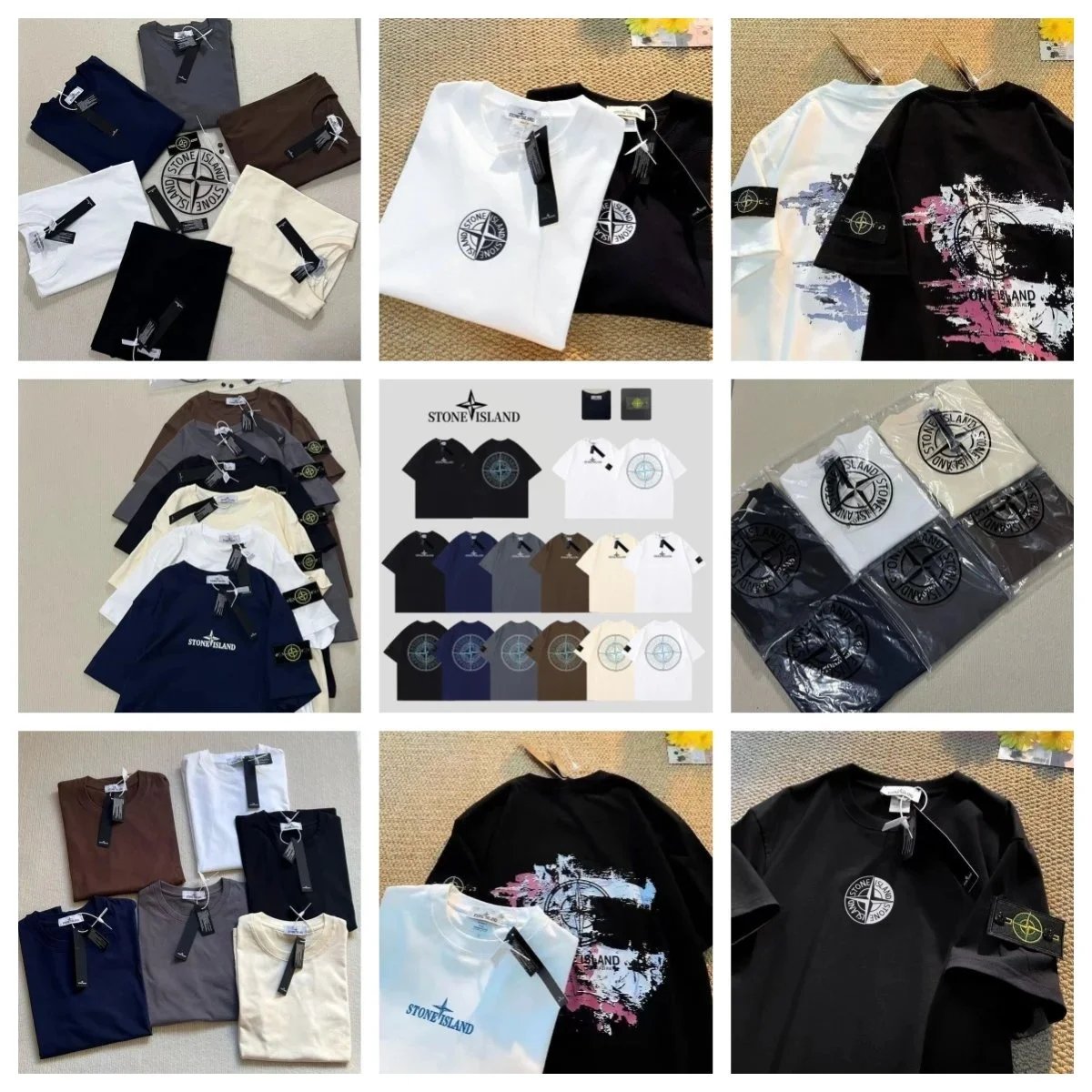STONE ISLAND T-Shirts Classic Logo Print Men's Casual Wear