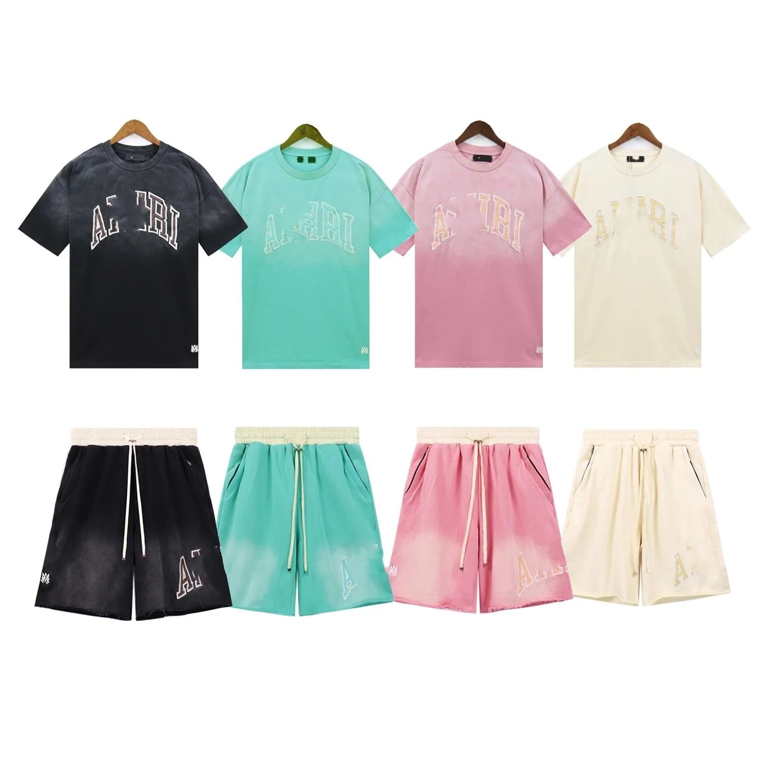 ATRI Gradient T-Shirt and Shorts Set for Men Women Fashion Casual Wear