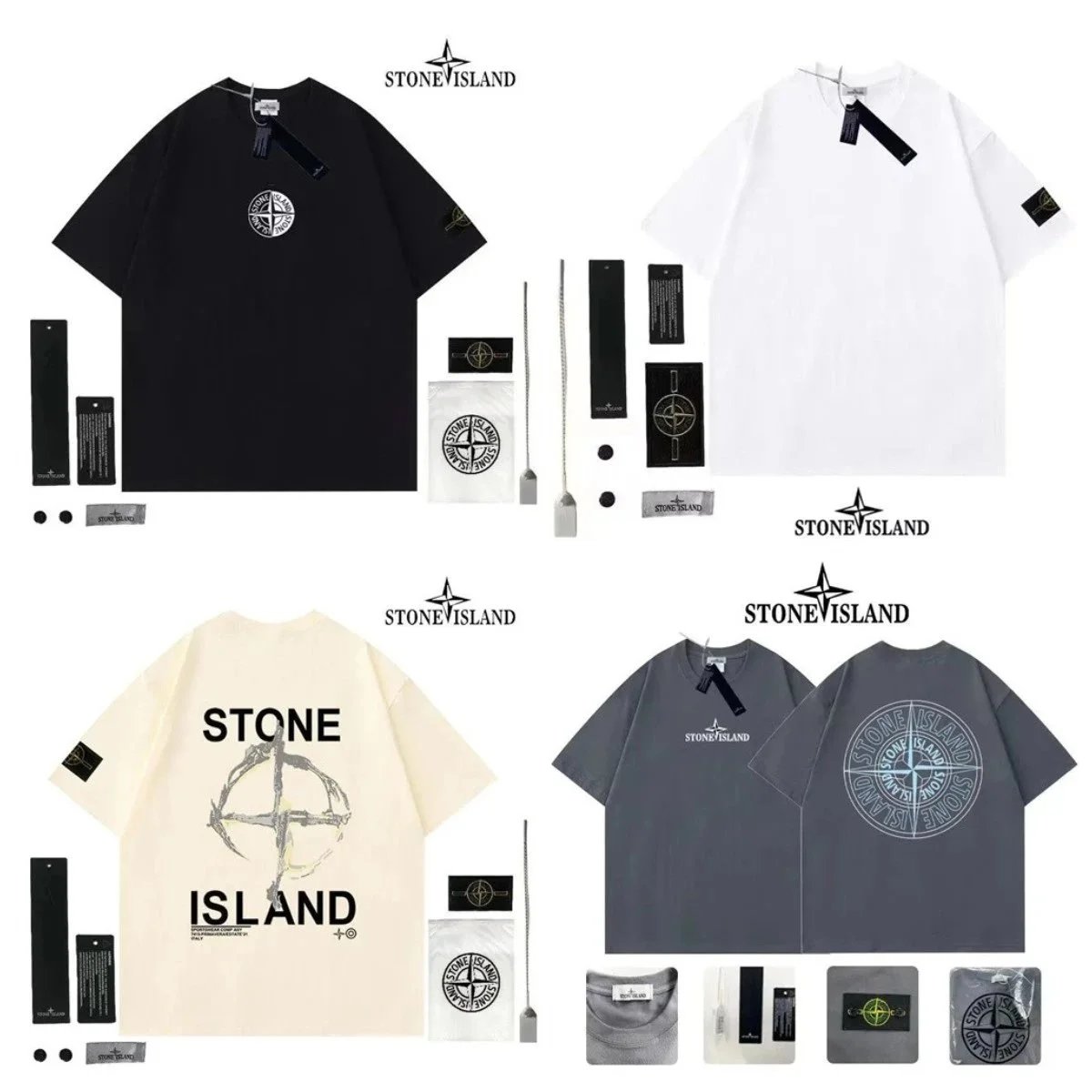 STONE ISLAND T-Shirts Collection - Black White Beige Gray