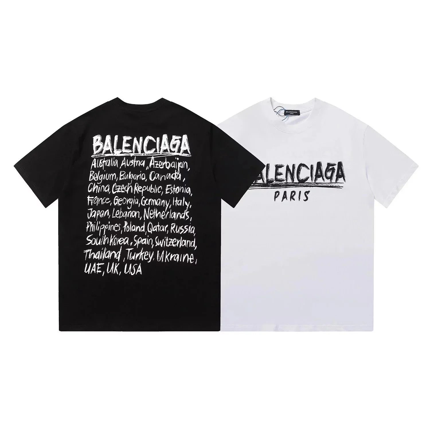 Balenciaga Paris Logo T-Shirt Men's Black White Cotton Tee