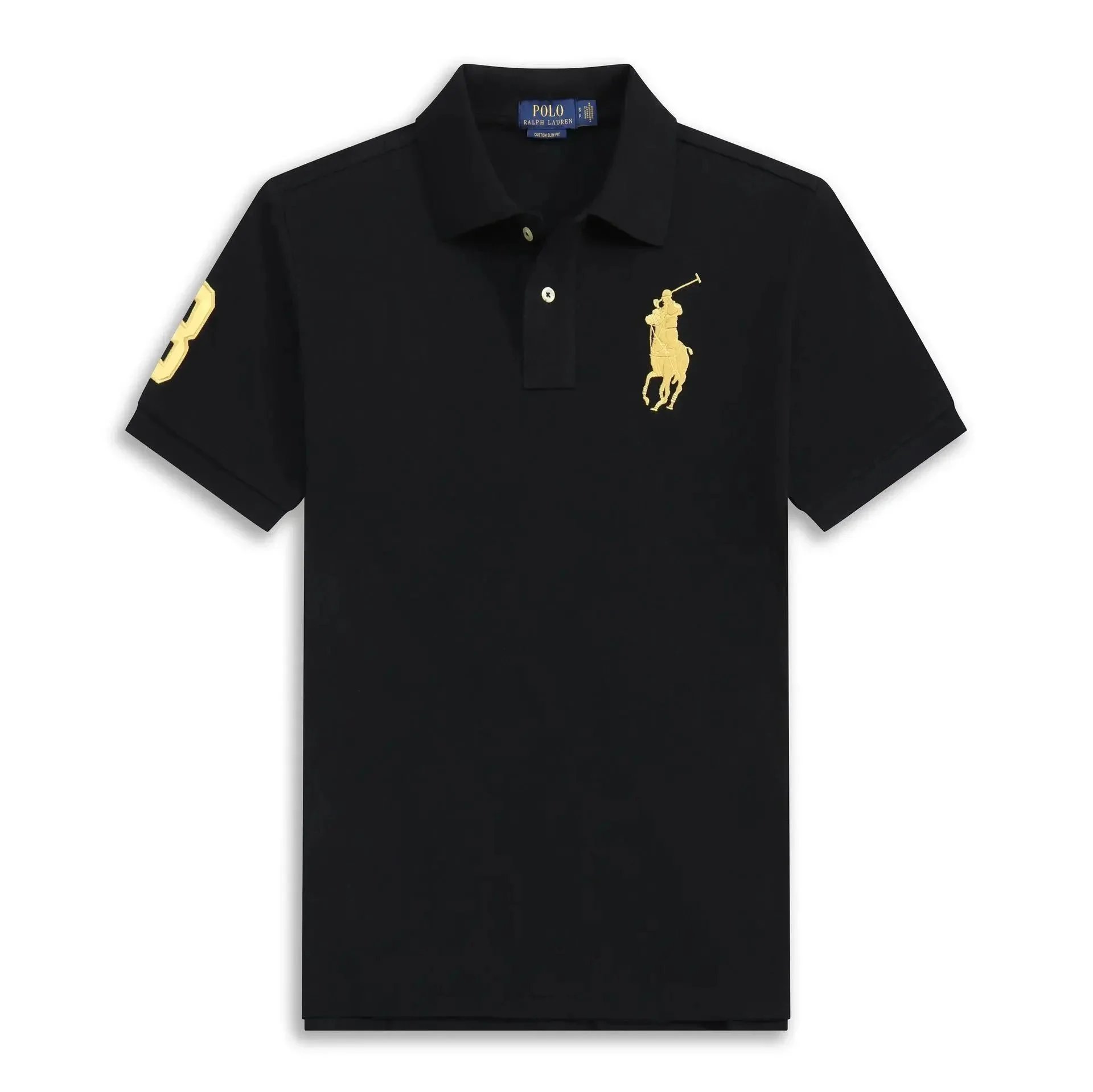 Big Pony Polo Shirt Black Gold Logo Men's