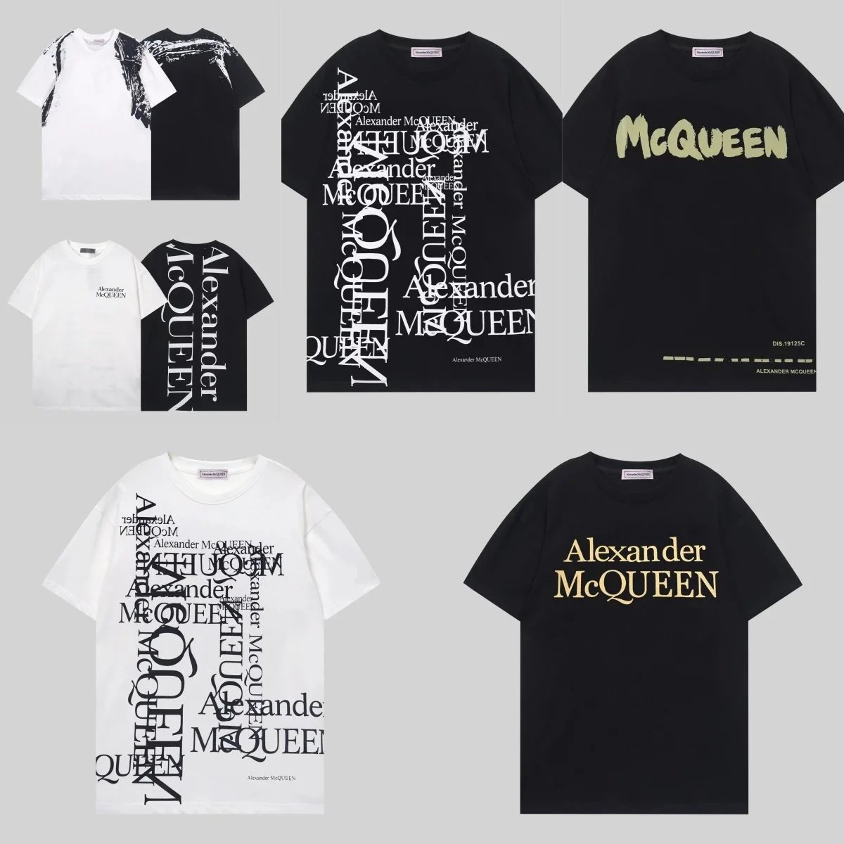 Alexander McQueen Logo Print T-Shirt Men's Fashion Streetwear