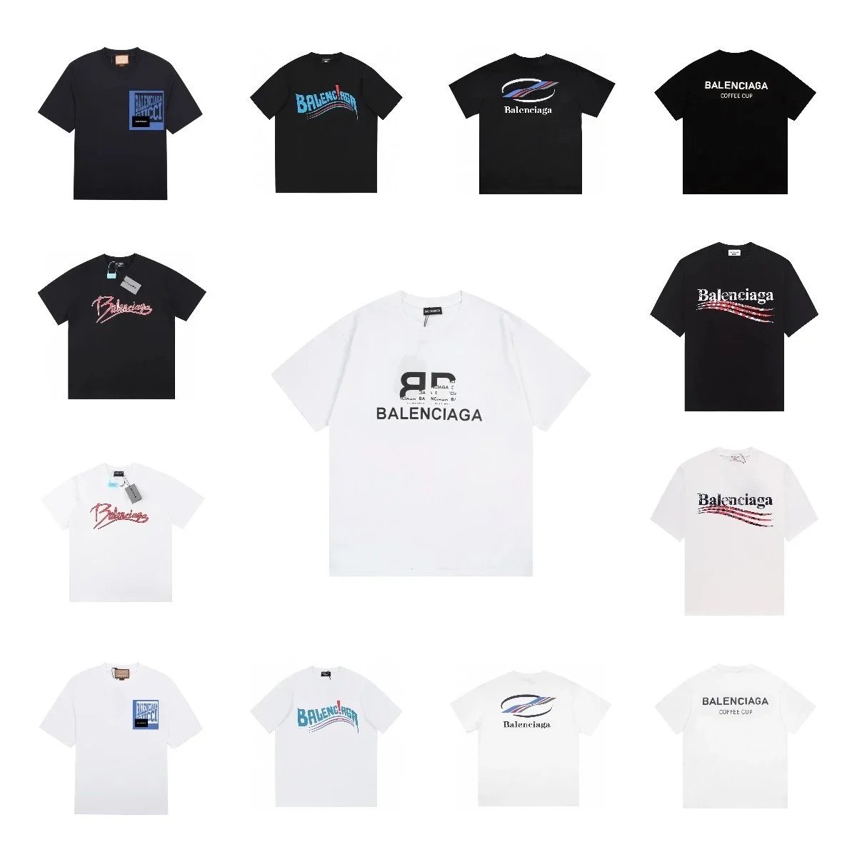 Balenciaga T-Shirts Men's Fashion Logo Print Casual Tees