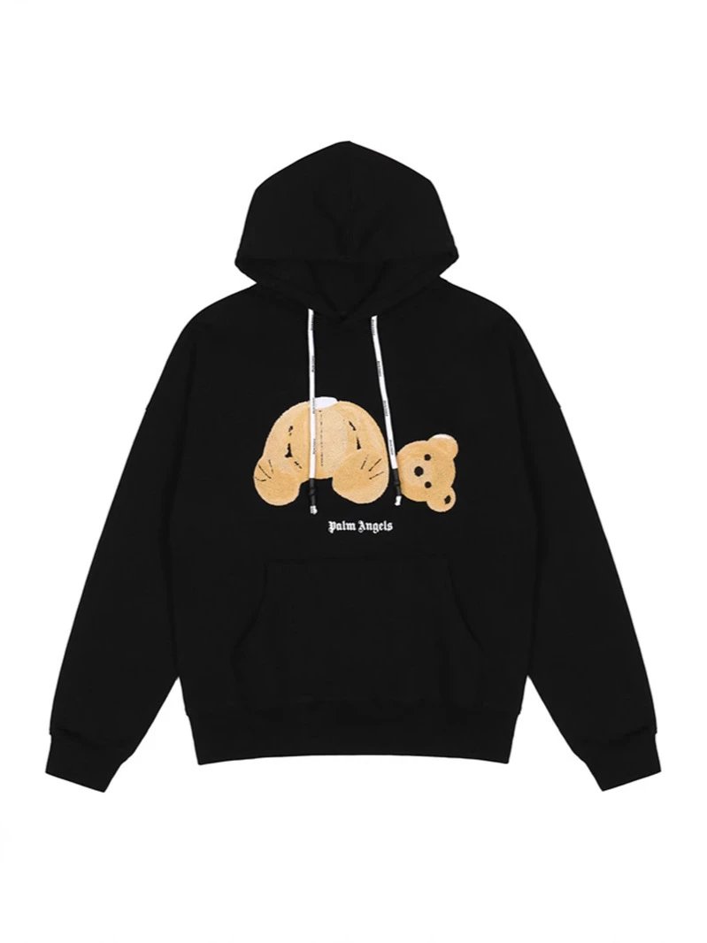 Palm Angels Bear Hoodie Black Oversized Sweatshirt