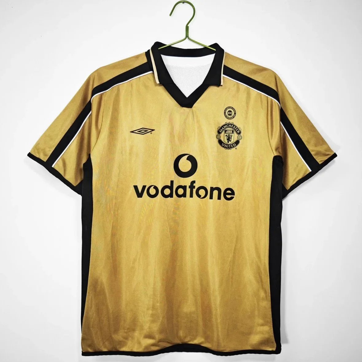 Manchester United Golden Jersey Vodafone Sponsor 1990s Football Shirt