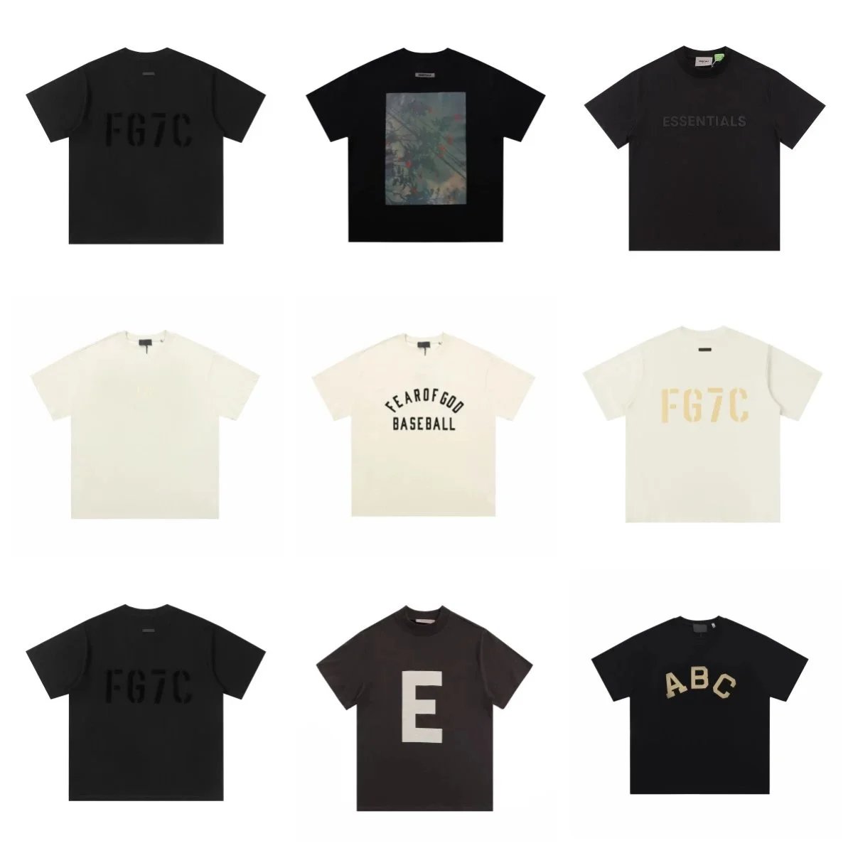 Fear of God Essentials T-Shirts Collection Black and Cream