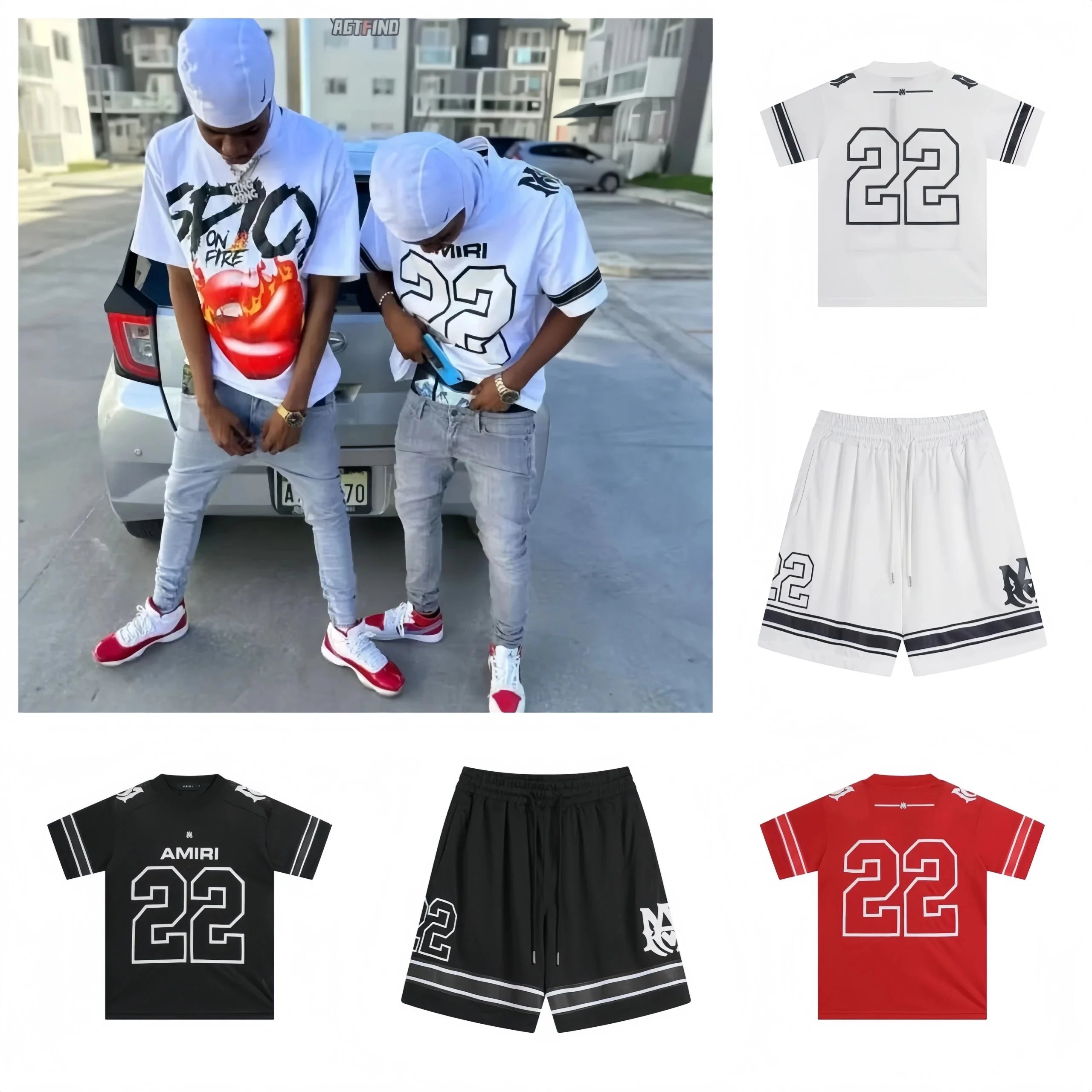 AMIRI 22 Jersey T-Shirt and Shorts Set