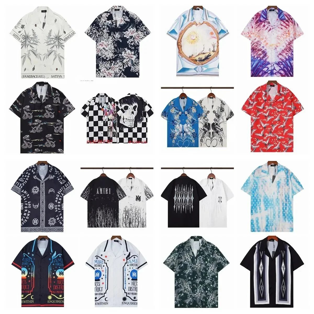 AMIRI Printed Short Sleeve Shirts for Men Fashion Casual Wear