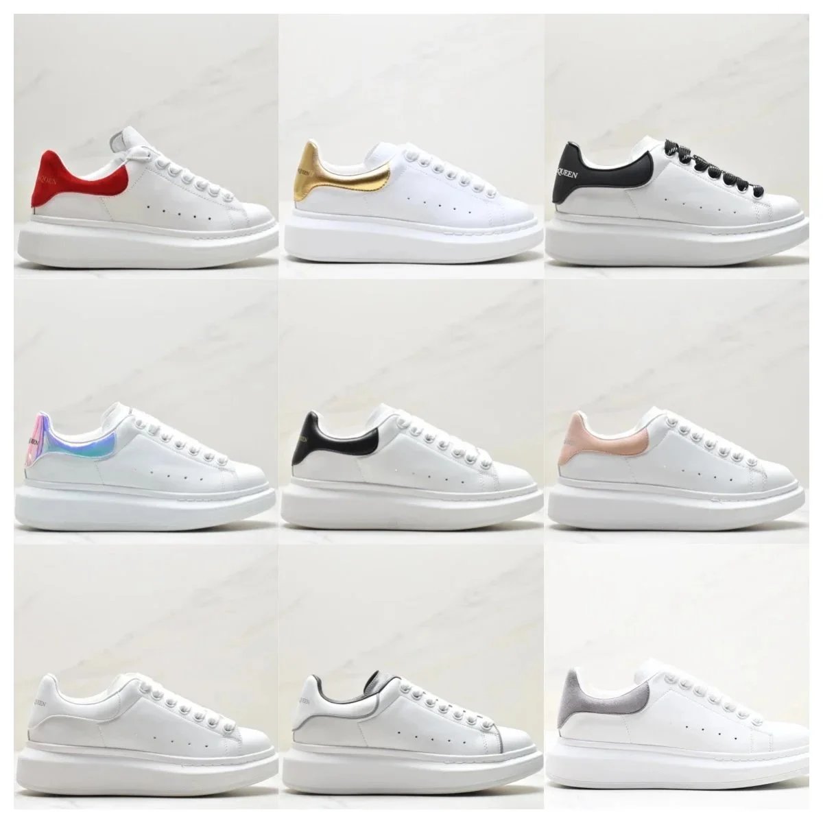 Alexander McQueen White Sneakers with Colorful Heel Tab
