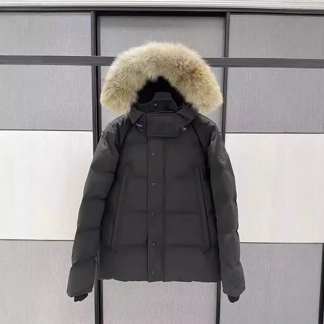 Women's Black Down Jacket with Fur Hood Winter Coat