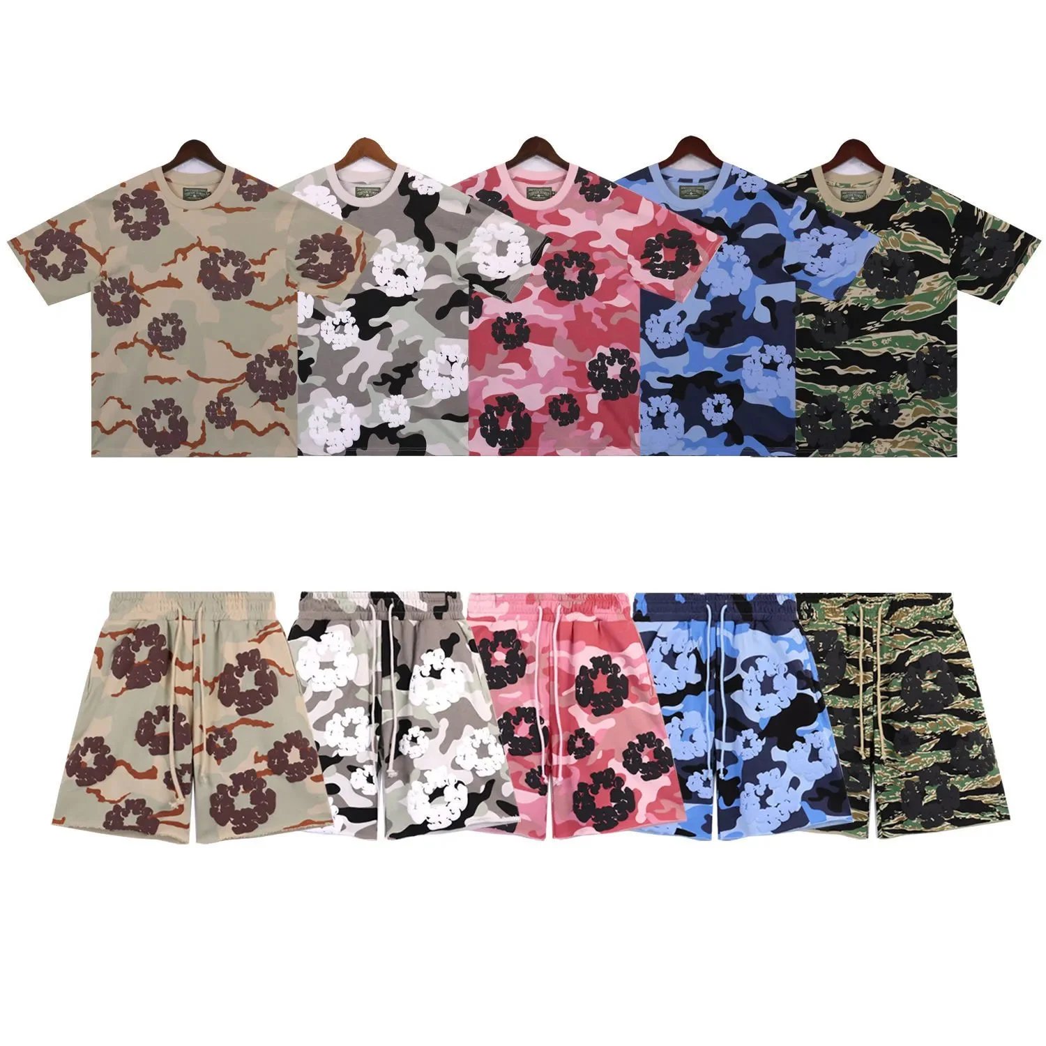 BAPE Camo Flower Print T-Shirt and Shorts Set