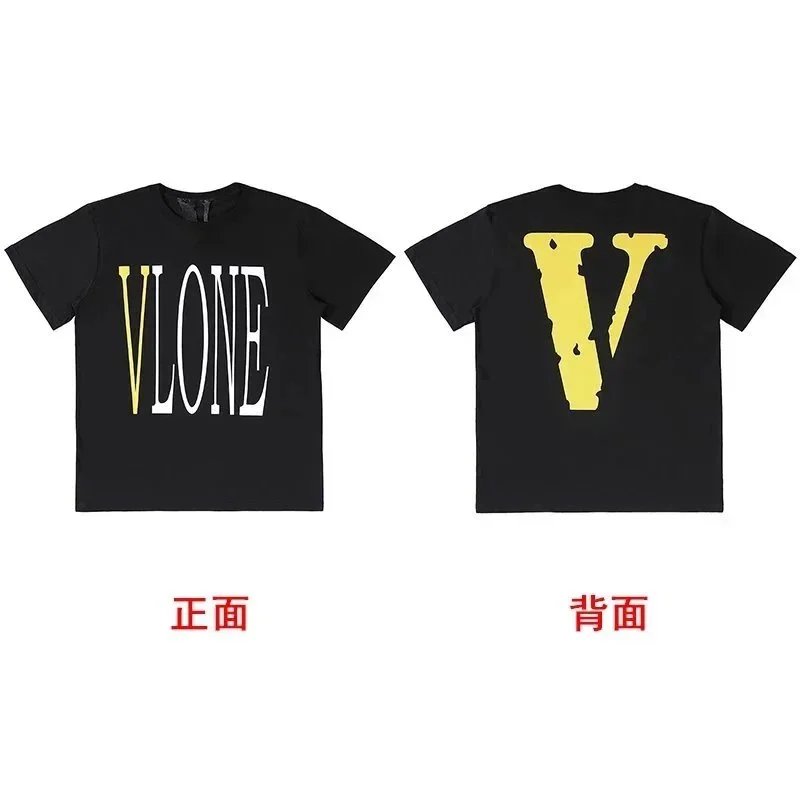 Vlone Black T-Shirt with Gold and White Logo