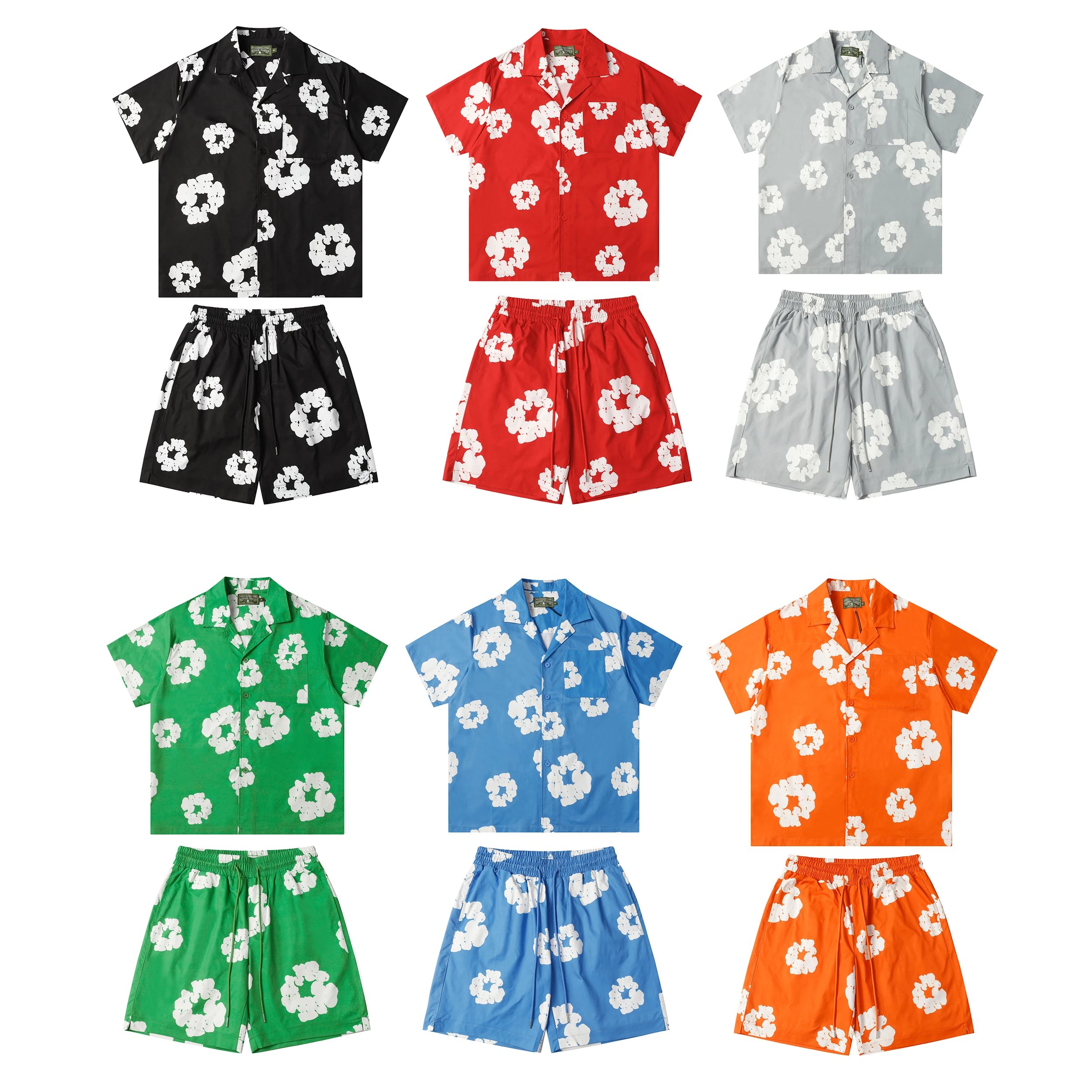 Men's Floral Print Hawaiian Shirt and Shorts Set