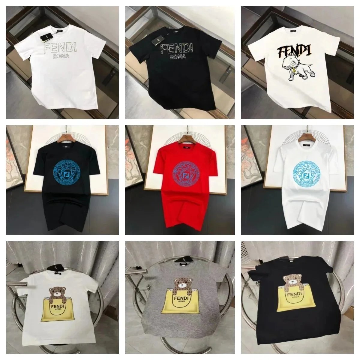 FENDI Roma T-Shirt Collection Men's Fashion Logo Print Tee