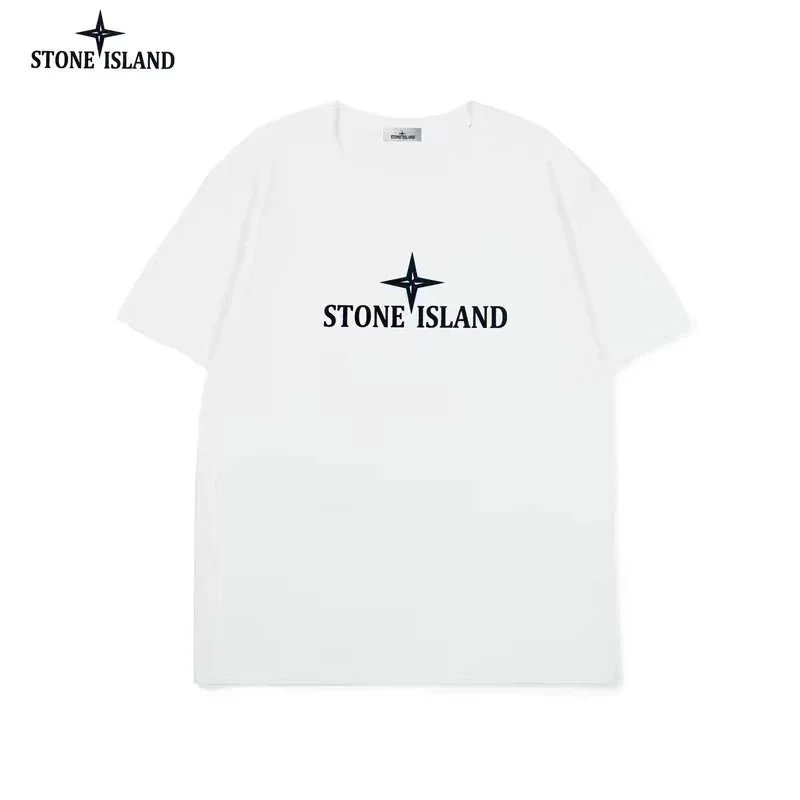 STONE ISLAND White Logo T-Shirt Men's Casual Wear